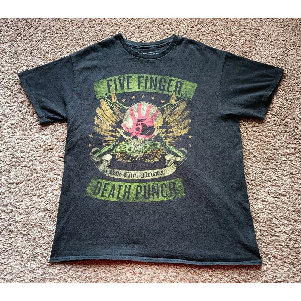 Five Finger Death Punch T-Shirt Men's Size Large Graphic Black Short Sleeve
